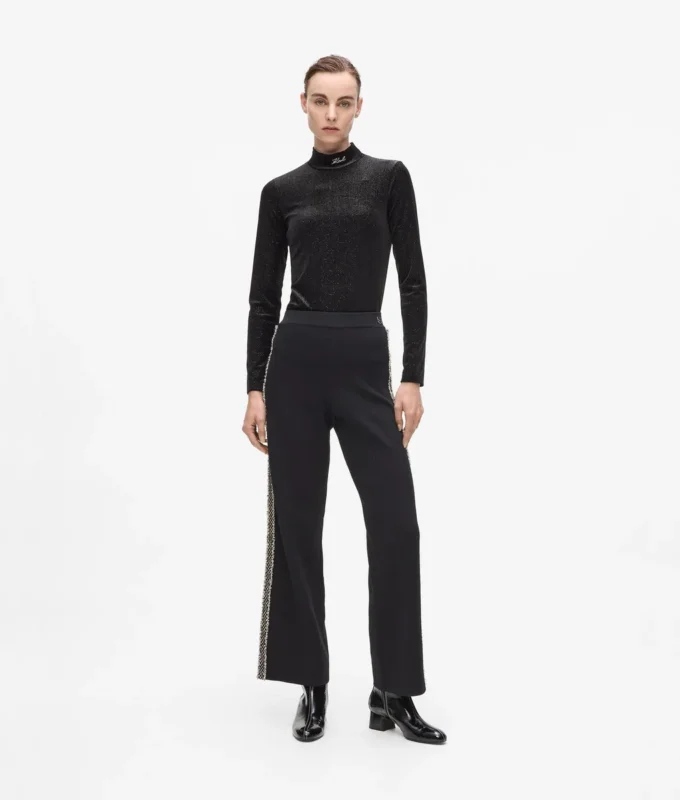 Bouclé detailní pletené kalhoty Bouclé detailní pletené kalhoty
