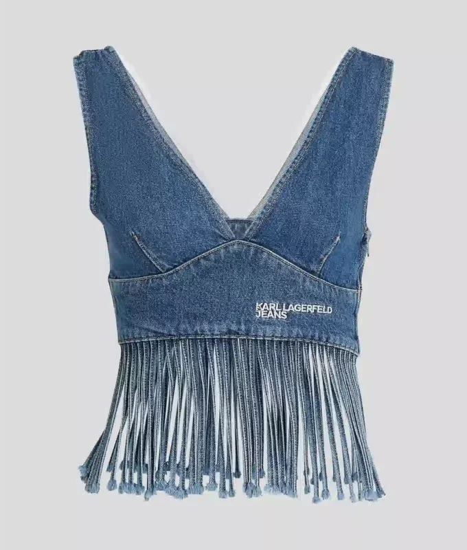 DENIMOVÝ TOP S FRINGY