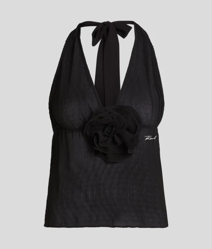 FLOWER PLISSÉ HALTER TOP FLOWER PLISSÉ HALTER TOP