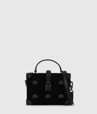 K/Autograph padlock rhinestone trunk bag