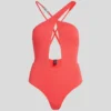 K/SIGNATURE TEXTURED CROSSOVER SWIMSUIT