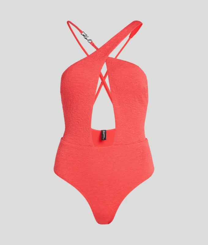 K/SIGNATURE TEXTURED CROSSOVER SWIMSUIT