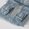 KAPRI DENIM RHINESTONE SANDALS