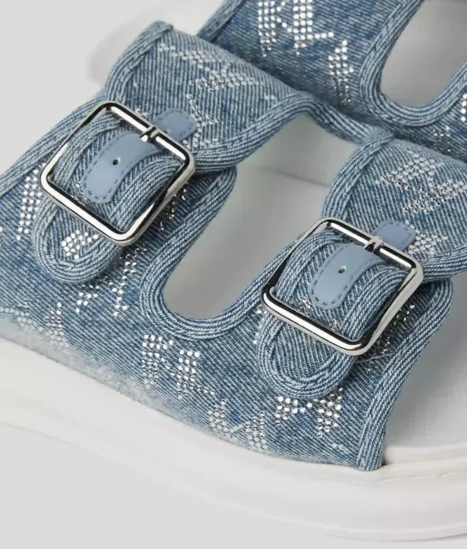KAPRI DENIM RHINESTONE SANDALS