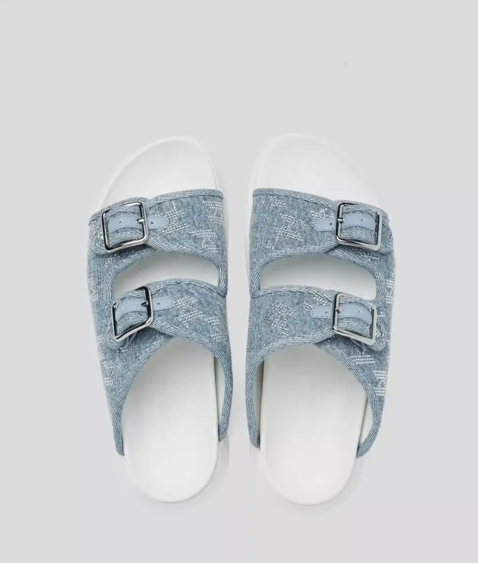 KAPRI DENIM RHINESTONE SANDALS
