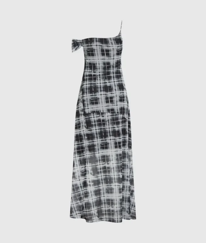 Kostkované síťované maxi šaty Kostkované síťované maxi šaty