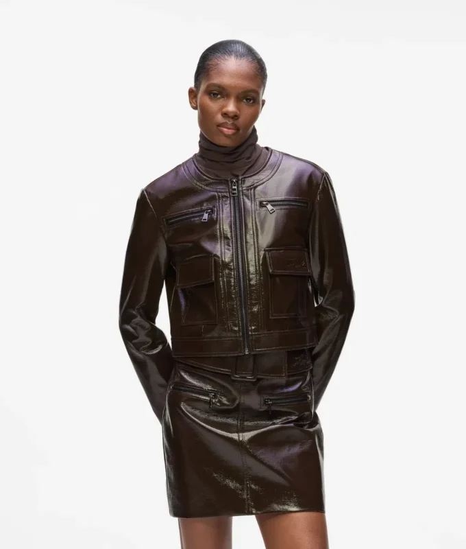 Lesklá bunda z umělé kůže Lesklá bunda z umělé kůže