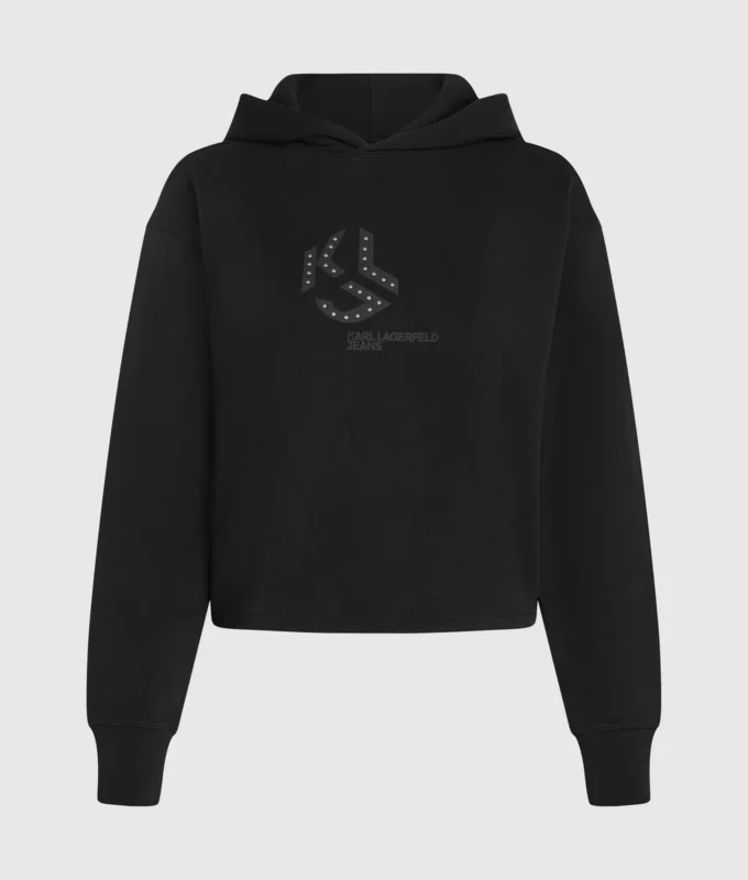 Mikina s kapucí a monogramem s cvočky Mikina s kapucí a monogramem s cvočky
