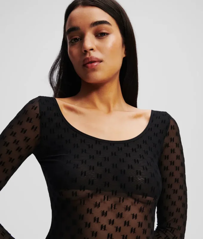 MONOGRAMOVÝ DLOUHÝ RUKÁVOVÝ MESHOVÝ BODYSUIT MONOGRAMOVÝ DLOUHÝ RUKÁVOVÝ MESHOVÝ BODYSUIT