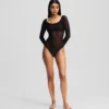 MONOGRAMOVÝ DLOUHÝ RUKÁVOVÝ MESHOVÝ BODYSUIT MONOGRAMOVÝ DLOUHÝ RUKÁVOVÝ MESHOVÝ BODYSUIT