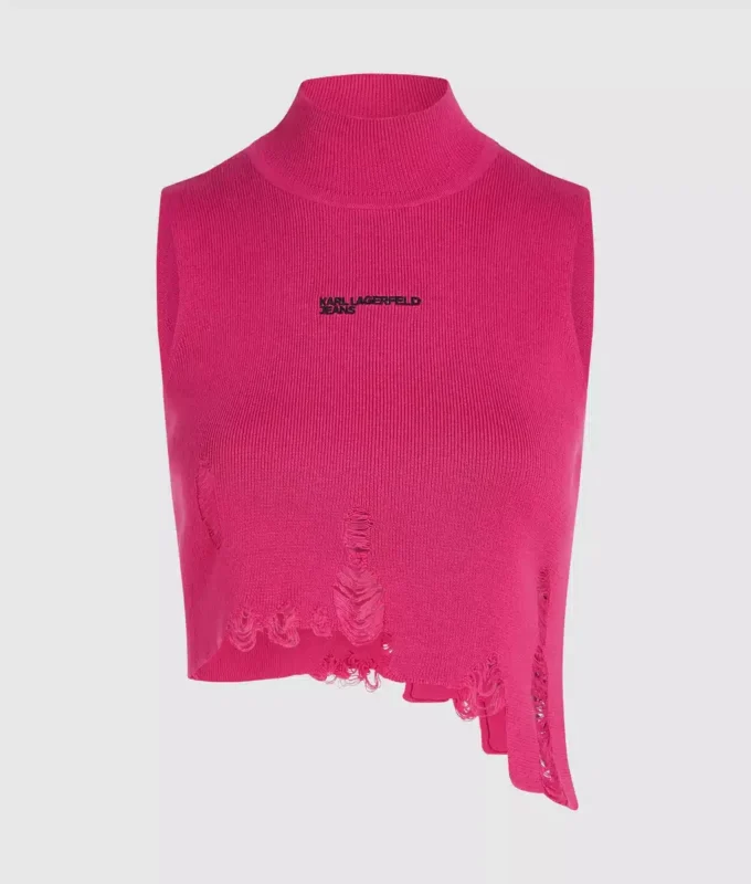 Pletený top s efektem opotřebení Pletený top s efektem opotřebení
