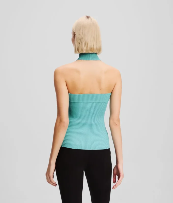 PLETENÝ TOP S VÝSTŘIHEM HALTER