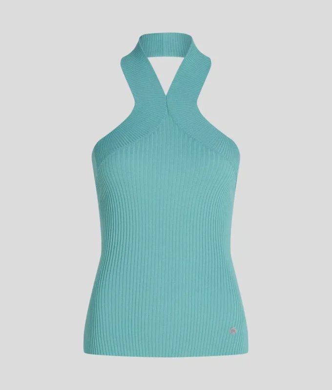 PLETENÝ TOP S VÝSTŘIHEM HALTER