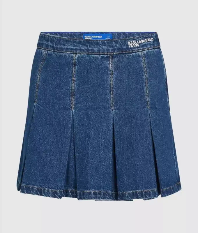 Plisovaná džínová minisukně