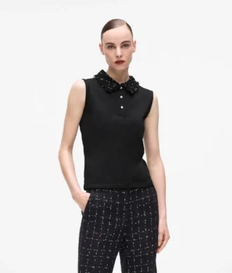 Polo tričko s detaily z bouclé