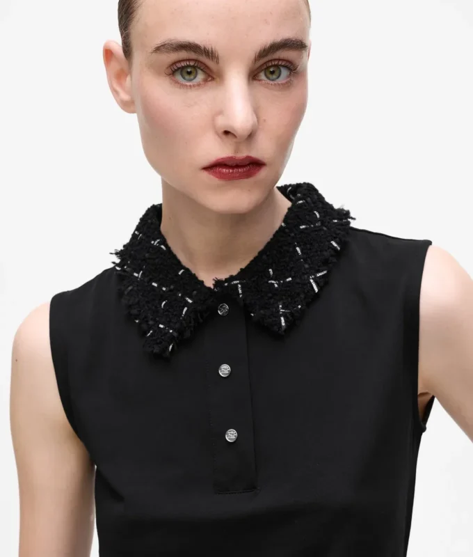 Polo tričko s detaily z bouclé Polo tričko s detaily z bouclé