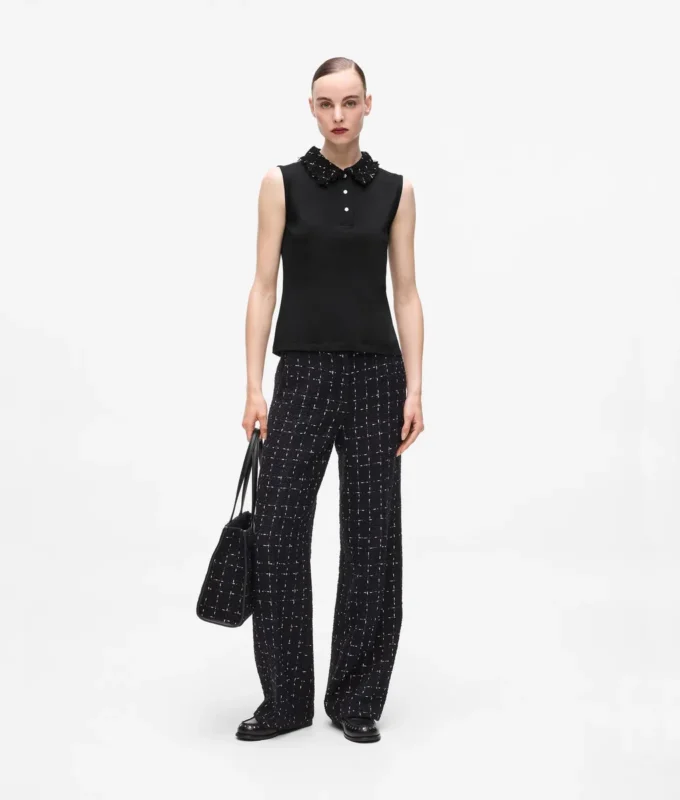 Polo tričko s detaily z bouclé Polo tričko s detaily z bouclé