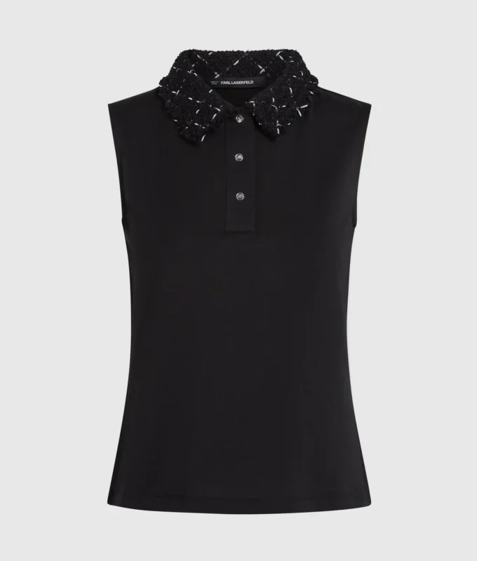 Polo tričko s detaily z bouclé Polo tričko s detaily z bouclé