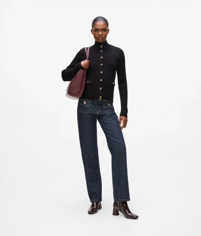 Rib-knit cardigan