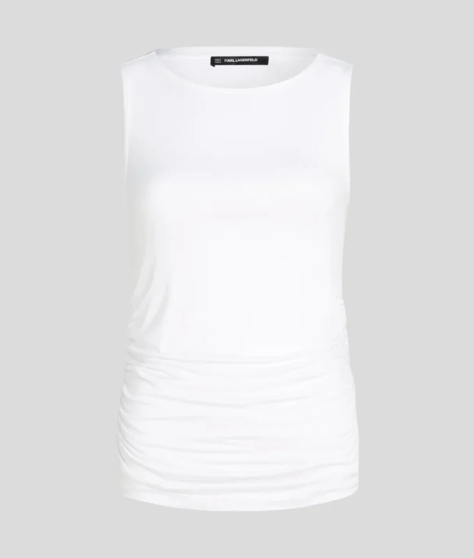 SIGNATURE BOAT NECK RUCHED TOP