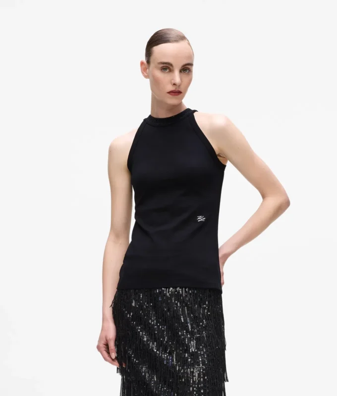 Top s halter výstřihem a kamínky Top s halter výstřihem a kamínky