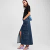 UTILITY DENIM MAXI SKIRT